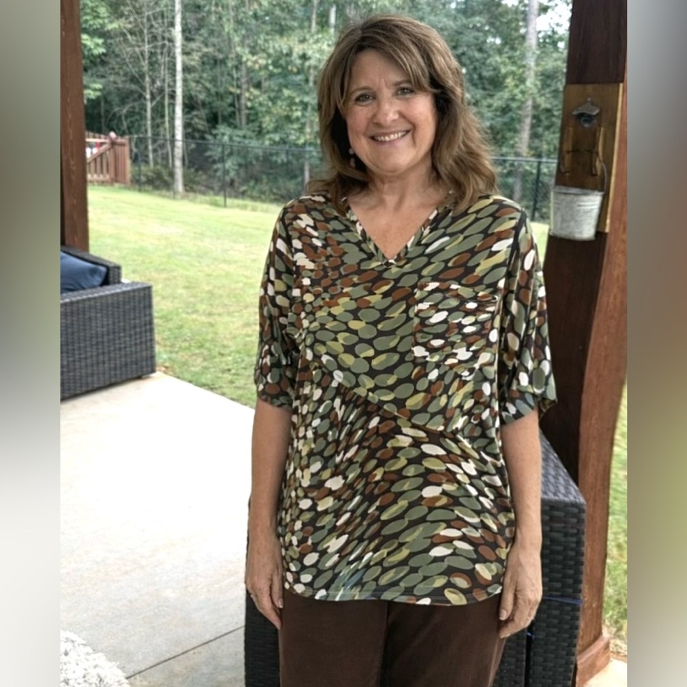 JODIFL Multicolor Camouflage V-Neck Tunic